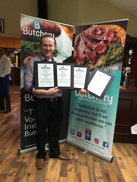 Ger collects his awards in the Butchery Excellence All Ireland Sausage & Pudding Competition
