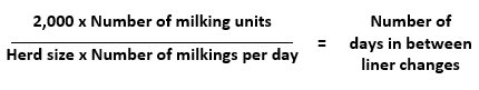 milk liner change calculation